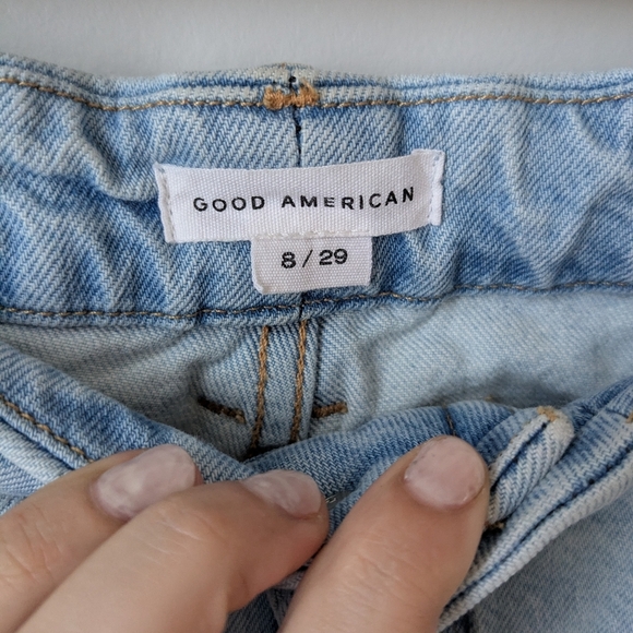 Good American Size 8 high waist raw hem ankle length light denim jeans - Picture 3 of 5